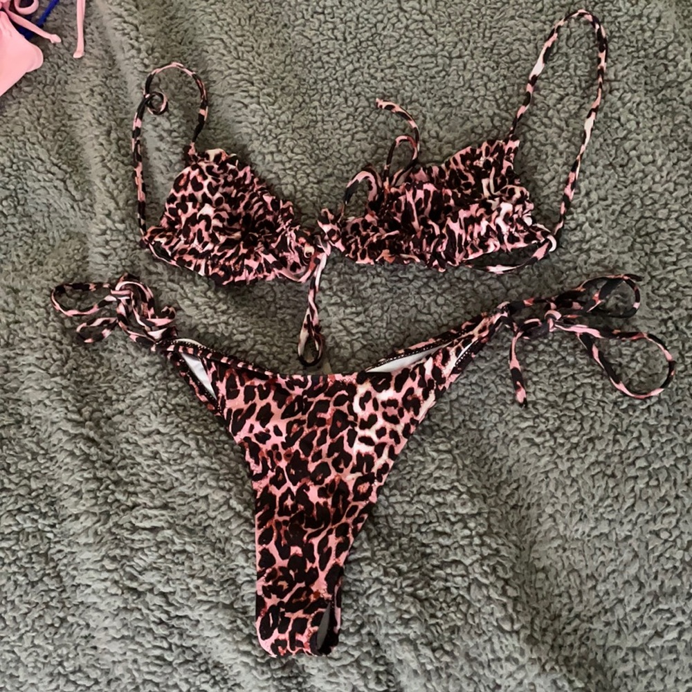 Pink leopard print bikini